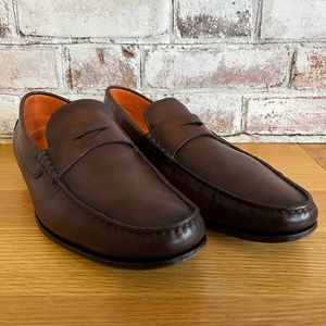 Santoni Italian Penny Loafers EXCELLENT CONDITION Brown MENS DRESS SIZE 10 1/2
